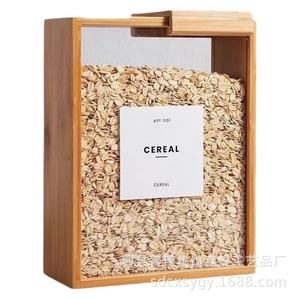Caja de almacenamiento de cereales de madera para cocina con tapas, contenedor hermético rectangular para alimentos, para cereales, arroz, granos de café, pasta y aperitivos - Product Image 5