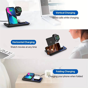 Chargeur de téléphone sans fil pliable magnétique Type-C 15W 3-en-1 avec support pour montre et écouteurs – Offre Spéciale - Product Image 3