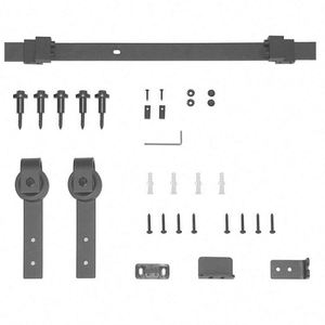 WEKIS Black Powder Coated Matte Satin Sliding Barn Door Hardware Track <b>Kit</b> Carbon Steel Soundproof Easy Screw Installation - Product Image 3