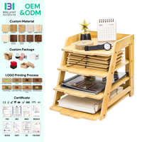 Organizador de Correo BH, Estante de Almacenamiento de Documentos, Soporte de 4 Niveles, Bandeja para Cartas de Bambú, Organizador de Archivos, Carpeta de Madera, Organizador de Papel para el Hogar y el Lugar de Trabajo