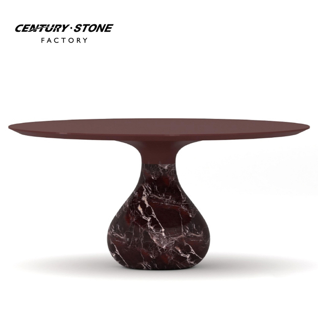 Centurystone Factory Customization Rosa Levanto Red Modern Style Marble Natural Stone Round Dinning Table Furniture for Home