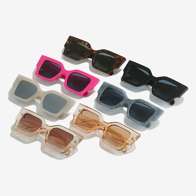 Óculos de sol de alta qualidade, novidade da moda feminina, óculos de sol com armação quadrada de mármore, proteção UV400 para uso ao ar livre, novidade de 2024