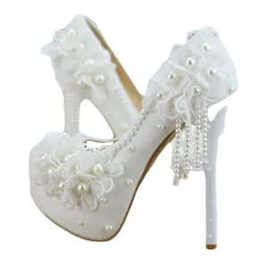 Zapatos de novia de tacón alto con borlas y flores, con diamantes de imitación, S460Q
