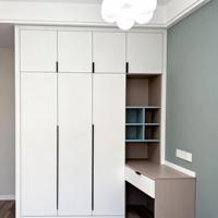 Armoire à étagères ouvertes minimaliste en MDF blanc, style hôtelier scandinave, couleur sauge ivoire