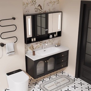 Customized French carved multifunctional <b>mirror</b> cabinet wall mounted bathroom cabinet - Product Image 4