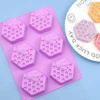6-fach 3D Sechseckige Waben-Silikonformen für Fondant-Kuchendekoration
