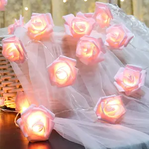 Luces de cadena de rosas de simulación LED Propuesta de matrimonio romántico Luces decorativas para interiores para el día de San Valentín Fiesta de bodas