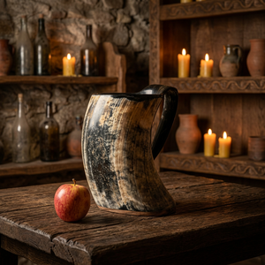Handmade Polished Buffalo Horn Mug Natural Shape Reusable Viking <b>Beer</b> Champagne Custom Logo Engraved Waterproof Modern Folk Art - Product Image 1
