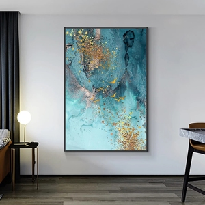 Peintures à l'huile 100% peintes à la main sur toile, Ciel bleu avec oies sauvages dorées - Product Image 3