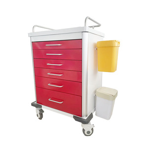 Carrito de Hospital con Recubrimiento de Polvo de Acero, 6 Cajones, Multifuncional, con Contenedor de Basura y Ruedas - Product Image 2