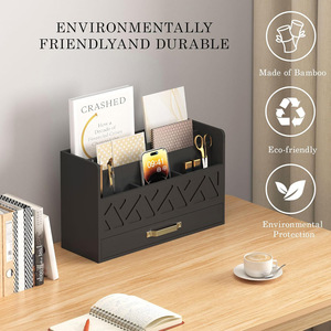 Office Organizer <b>Storage</b> Box Rectangle Bamboo Multifunctional Desk Organizer for Office and Student Use - Product Image 3