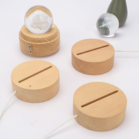 Lampes rondes longue bande supports de veilleuse USB hêtre lumière Bases interrupteur Bases USB chambre 3D éclairage Base lampe décor à la maison