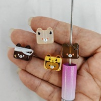 Perles carrées de 14 mm en forme d'ours de dessin animé peintes pour la fabrication artisanale de stylos perlés, chaînes de téléphone portable, pendentifs et accessoires de bijoux en gros