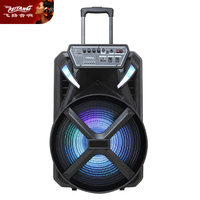 Haut-parleur audio portable de type tour, modèle privé, économique, pour karaoké et sonorisation domestique, avec Bluetooth, fonction chariot, LED couleur, 15 pouces, fonction Coran
