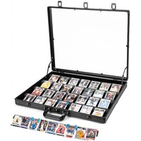 Vitrine de présentation pour cartes de collection 24*20 pouces, en aluminium, verrouillable et avec poignée, portable pour objets de collection, cartes sportives gradées, TCG, artisanat