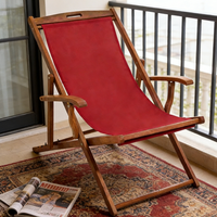 Chaise de plage confortable pliable à dossier réglable, rayée, avec structure en bois de hêtre et tissu Oxford, pour usage commercial et loisirs en extérieur