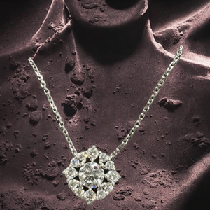 เครื่องประดับ VOAINO Goldstones ทองคำ 14K โรสโกลด์และไวท์โกลด์ เพชรเพาะเลี้ยง 2 กะรัต D VVS IGI รูปทรงดอกไม้ ประดับรอบ สร้อยคอแต่งงานสไตล์วินสตัน - Product Image 3