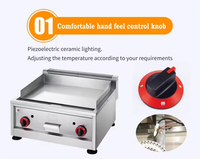 Pemanggang Gas Komersial Harga Pabrik, Pelat Datar Stainless Steel, Peralatan Restoran, Retail, Katering, Meja Panggang Pancake
