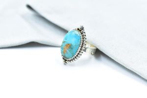 Vintage Wedding Mojave Turquoise & Sterling <b>Silver</b> <b>Adjustable</b> <b>Ring</b> Statement <b>Ring</b> for Women - Product Image 4