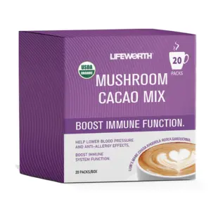 LIFEWORTH Superfood Hot Chocolate mushroom cocoa mix Lion's Mane, Reishi, Chaga, Turkey Tail, Focus and Stress Support
