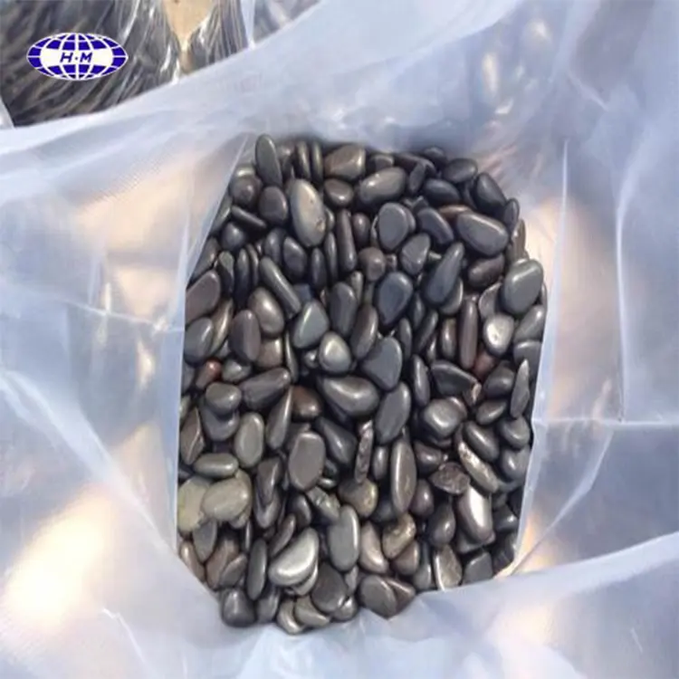 Good quality bulk polish black pebble stone tile floor for garden