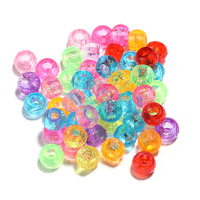 Perles Pony à grand trou en plastique colorées transparentes pour la fabrication de bracelets, colliers, bijoux, artisanat fait main, kits de fournitures