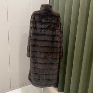 Nuovissimo <span class=keywords><strong>Cappotto</strong></span> in Finta Pelliccia di Visone <span class=keywords><strong>Viola</strong></span> con Motivo a Stelle, Versione Lunga per Donne - Product Image 5