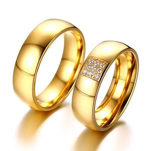 بسيط الذهب الأزواج حلقة 18K الذهب الماس الطبيعي خاتم الخطوبة الماس خاتم الخطوبة - Product Image 5