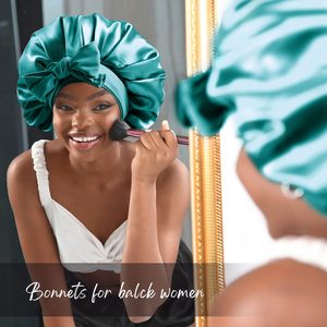 <span class=keywords><strong>Bonnet</strong></span> <span class=keywords><strong>de</strong></span> nuit double couche en satin grande <span class=keywords><strong>taille</strong></span> pour femmes, avec bande élastique, idéal pour cheveux longs, bouclés ou tressés - Product Image 6