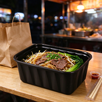 Boîte de rangement rectangulaire noire jetable en PP empilable pour la livraison de repas à emporter en Chine