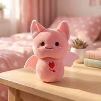 Porte-clés en peluche super doux en forme de chauve-souris, design personnalisable, OEM, porte-clés animal en peluche personnalisé