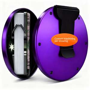 กระเป๋าเงินคลิปหนีบอลูมิเนียมชุบผิวทนทานอุปกรณ์เสริมสเตนเลสกลึงด้วยลวด EDM การสร้างต้นแบบอย่างรวดเร็วทำจาก CNC - Product Image 1