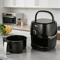 JEWIN Penggorengan Udara Digital Mewah 4-6L Tanpa Minyak Anti Lengket 3000W Hitam dengan Panggangan untuk Rumah Tangga