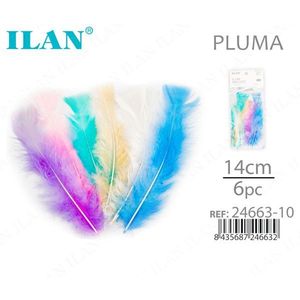 Piume di ilan da 14 cm, 6 pezzi, colori chiari misti - Product Image 1