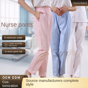 Pantalon d'infirmière d'été blanc rose bleu vert avec taille élastique imprimé Sets de gommage pour le travail hospitalier Vêtements de médecin grande taille - Product Image 2