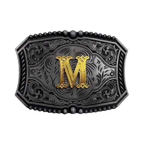 Designer Personalizado Prata Aço Inoxidável Latão Sólido Western Cowboy Logo Metal Men Belt Buckle