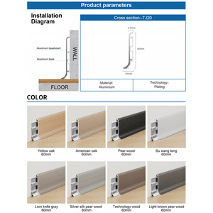 Rodapié de Aluminio de 6 cm de Altura con Estilo de Veta de Madera para Bordes de Pared y Puerta, Revestimiento de Suelo, Fabricante Dafuxin - Product Image 3