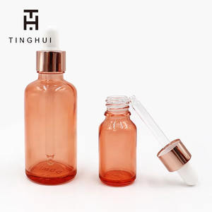 Botellas vacías de vidrio rosa de 50ml y 100ml con gotero para suero, botellas para aceites, botellas con pipeta para aceites esenciales. - Product Image 3