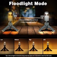 Lampe de camping télescopique noire Lanterne de camping Lampe de travail LED rechargeable avec support Lampe de poche portable pour la randonnée Camping