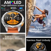 Reloj Inteligente GPS para Senderismo K67A, Pantalla HD de 1.43'', Batería de 530 mAh, Resistente al Agua IP68, Linterna LED, Presión Barométrica, Altímetro, Brújula