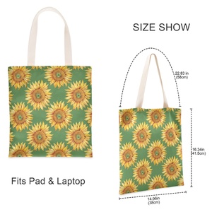 Wholesale Custom Sunflower Eco Friendly Large Capacity Reusable Shoulder Bag Grocery Tote Carry-on <b>Handbag</b> - Product Image 3