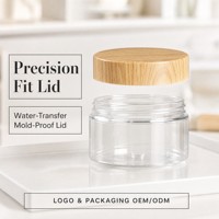 Pot alimentaire en plastique transparent de 100 ml, 68100, avec couvercle en bois grainé de 68 mm, récipient de rangement rond pour bonbons, snacks, miel, vente en gros