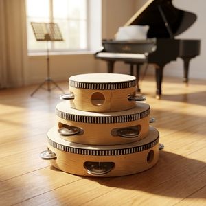 Tambourin de 8 pouces, <span class=keywords><strong>instrument</strong></span> de <span class=keywords><strong>percussion</strong></span> à main, cadre en bois, pour l'enseignement musical, les spectacles sur scène - Product Image 4