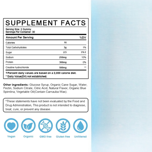Gummies de créatine monohydrate <span class=keywords><strong>sans</strong></span> sucre 5000mg – Pré-entraînement, énergie, croissance musculaire, soutien des performances – Complément alimentaire – 60 unités - Product Image 2
