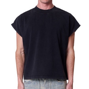 Camiseta de Hombre Cuadrada, 100% Algodón, con Logotipo Personalizado, Peso Pesado, Talla Grande, Diseño Sólido, Casual, Corta - Product Image 1