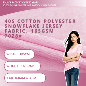 Tela de punto de jersey sencillo de algodón y poliéster 40S, 185 cm de ancho, 165 g/m², suave y transpirable, para camisetas, blusas y prendas de vestir. - Product Image 1