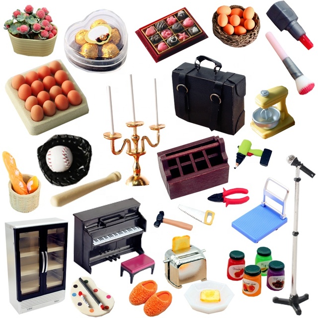 Wholesale High Quality Food Drink Snacks Miniatures for Doll's House Accessories Mini Furniture Table Chair Cabinet Decorations