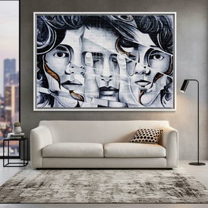 Modern Graffiti Art: Printed <b>Canvas</b> Wall Hanging with Urban Edge,WHITE <b>FRAMED</b> <b>CANVAS</b> - Product Image 3