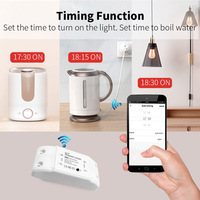 Sakelar WiFi Mini Pintar Tuya, Kontrol Suara & Aplikasi, Pengatur Waktu, Tersembunyi, Tahan Air IP20, 10A AC 100-240V 50-60Hz, Bahan ABS+PC