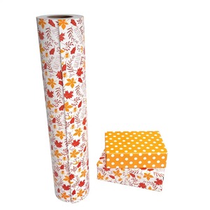 Papel de Regalo Ecológico Reciclable Personalizado con Diseño de Hojas de Otoño, Rollo de Papel de Arte de 100 g/m² con Revestimiento de Doble Cara para Regalos y Manualidades - Product Image 3